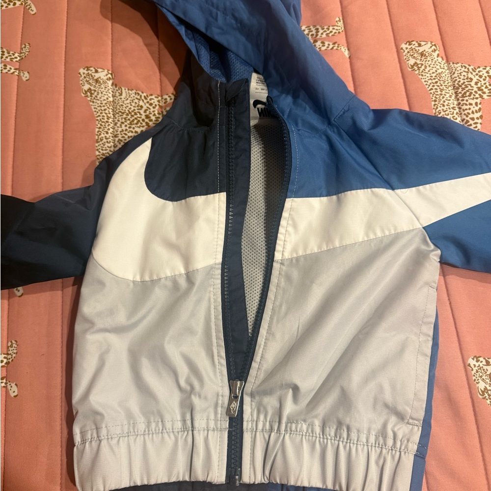 Nike Kids Blue and Gray Raincoat